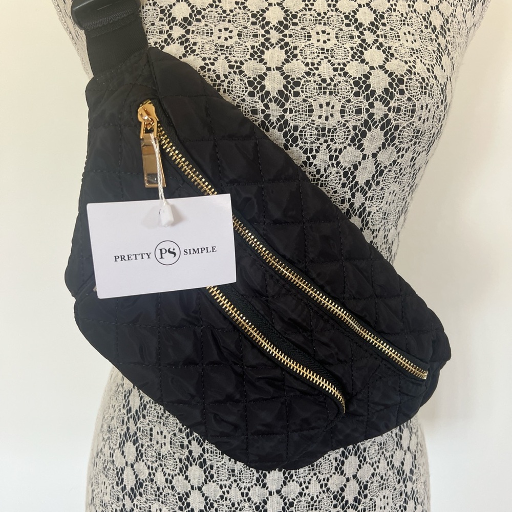 Black Velvet Crossbody Bag with Gold Hardware